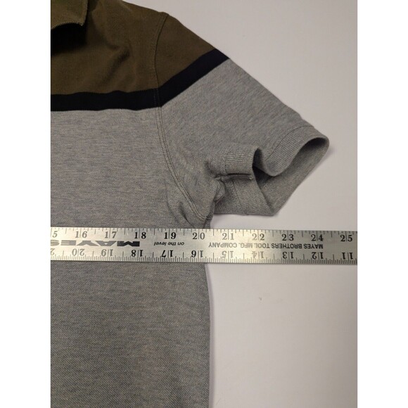 Banana Republic Oraganic Cotton Pique Polo Mens Medium Gray Olive Green - Picture 11 of 12